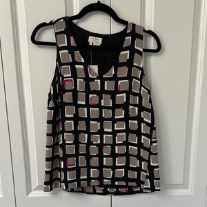 Kate Spade Tan and Black Boxy Graphic Tank Top